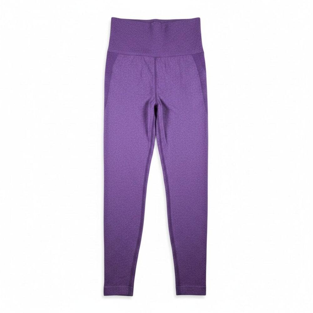 Unbranded High Waist Seamless Leggings Heathered Purple Glute Contour Workout XS